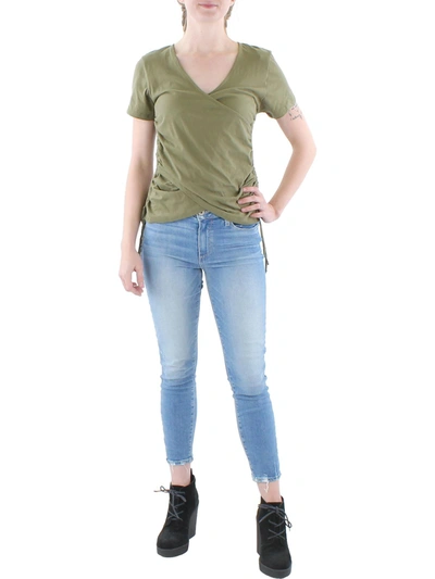 Inc Womens Ruched Side-tie T-shirt In Green