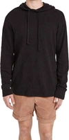 RAG & BONE MENS FLAME HOODIE SLUBBED COTTON KNIT SWEATSHIRT IN BLACK