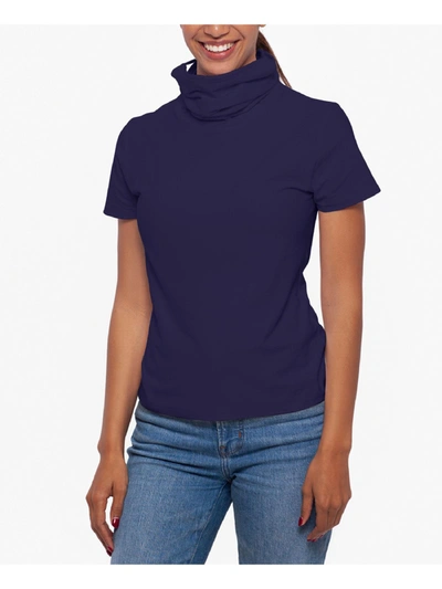 B & A By Betsy And Adam Womens Short Sleeve Attached Mask T-shirt In Blue