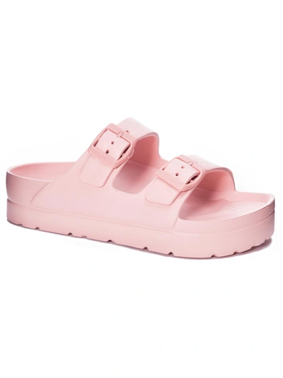 Dirty Laundry Genavive Womens Footbed Slip On Flatform Sandals In Pink