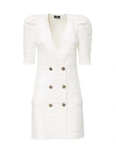 Elisabetta Franchi Double Breasted Mini Dress In White