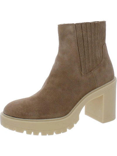 Dolce Vita Womens Suede Pull On Chelsea Boots In Beige