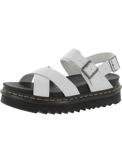 Dr. Martens' Voss Ii Womens Hydro Leather Cushioned Footbed Flatform Sandals In White