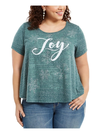 Style & Co Plus Joy Womens Printed Snowflake T-shirt In Multi