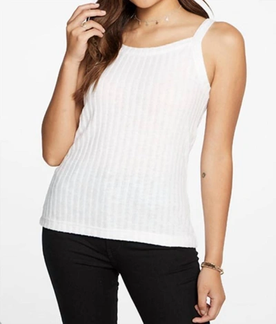 Chaser Poor Boy Rib High Neck Racerback Tank Top In White