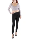City Studio Juniors Womens Lace Glitter Cropped In Purple