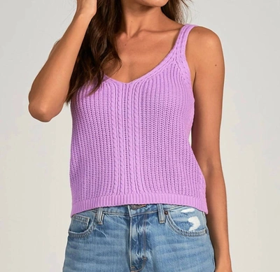 Elan Crochet Sweater Tank Top In Spa Blue In Purple