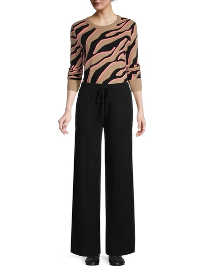 White + Warren Cashmere Wide Leg Pant In Black