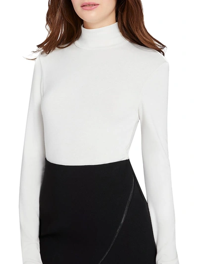 Alice And Olivia Garrison Jersey Turtleneck Top In White