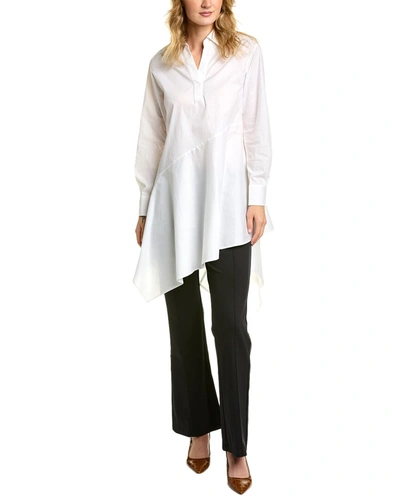 Natori Asymmetric Cotton Poplin Shirt In White
