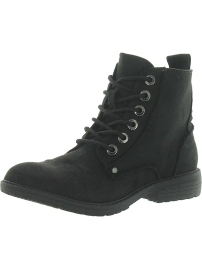 Very G Birdie Womens Pull On Round Toe Combat & Lace-up Boots In Black