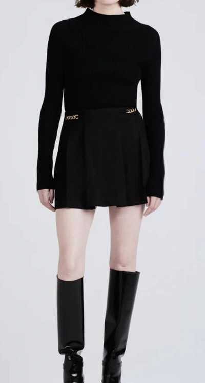 Derek Lam 10 Crosby Filomena Knit Combo Pleated Mini Dress In Black