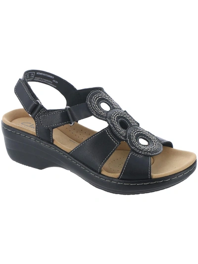 Clarks Merliah Derby Womens Leather Open Toe Wedge Sandals In Black Leather