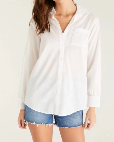 Z Supply Poolside Button Up Shirt In Blue In White