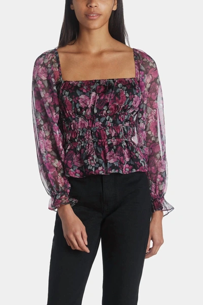 Lucy Paris Claire Floral Top In Fuschia Black In Multi