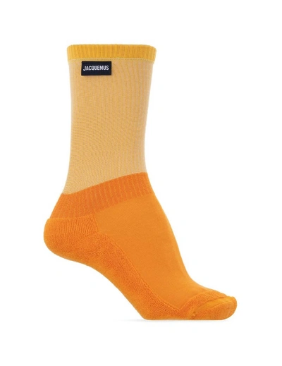 Jacquemus Logo Patch Socks In Orange