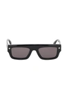 Alexander Mcqueen Logo-engraved Rectangular-frame Sunglasses