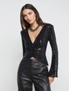 L Agence Katya Sequin-embellished Bell-sleeve Blouse In Black