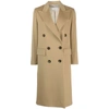 Alberto Biani Double-breasted Virgin-wool Coat In Brown