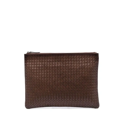 Dragon Diffusion Woven Leather Clutch Bag In Brown