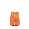 Dragon Diffusion Pompom Doublej Woven Leather Basket Bag In Orange