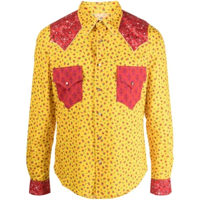 Erl Fruit-print Cotton Shirt In Yellow