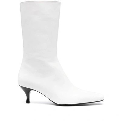 Filippa K Square Toe Ankle Boots In White