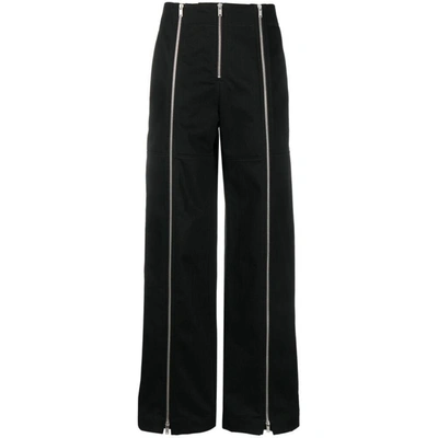 Jil Sander Zip-up Detaling Flared Trousers In Black