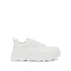Jil Sander Orb White Low Top Sneakers With Cleated Sole In Leather In White