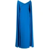 Marchesa Notte Off-shoulder Cape-detail Gown In Blue