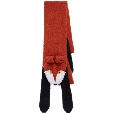 Marni Fox Knitted Scarf In Brown