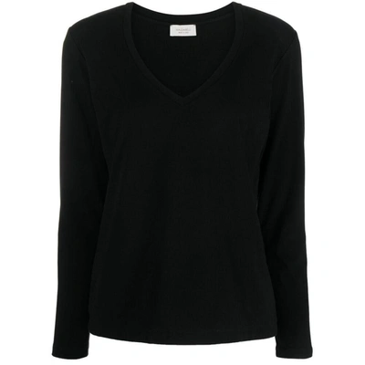 Mazzarelli V-neck Long-sleeve T-shirt In Black