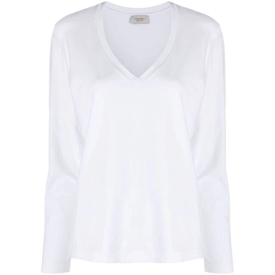 Mazzarelli V-neck Long-sleeve T-shirt In White