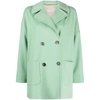 Alberto Biani Double-breasted Virgin Wool Coat In Green