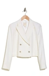 Twp Waiter Double Breasted Wool Crop Blazer In Ivory