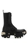 Balenciaga Bulldozer Platform Leather Combat Boots In Black