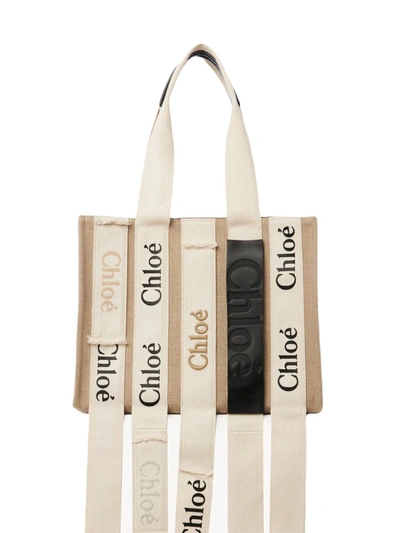 Chloé Woody Tote Bag In Sand