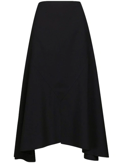 Marni Asymmetric Embellished Wool Midi Skirt In Black