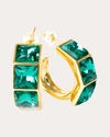 Short & Suite Women's Green Swarovski Stone Chunky Hoop Earrings In Green