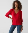 Michael Stars Gabriella V-neck Top In Cardinal