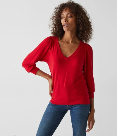 Michael Stars Gabriella V-neck Top In Cardinal