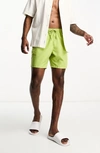 Asos Design Swim Shorts In Mid Length In Light Green