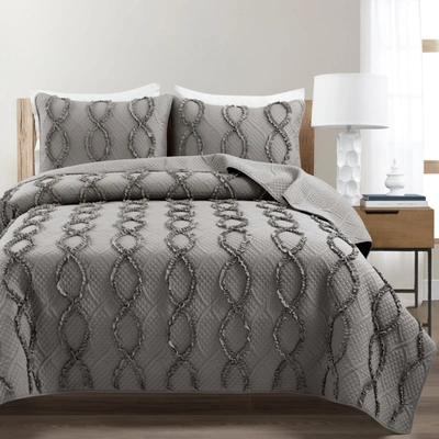 Lush Decor Avon Textured Ruffle Quilt 3 Piece Set