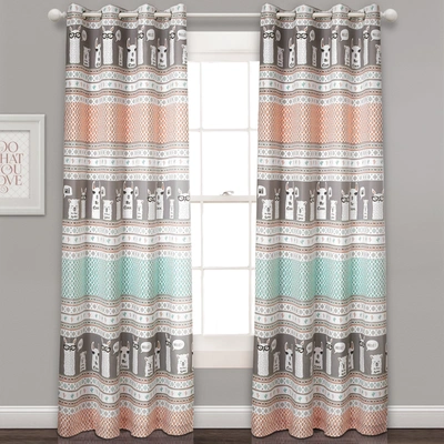 Lush Decor Llama Stripe Light Filtering Window Curtain Panel Set