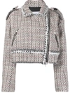 Msgm Multi-colored Tweed Biker Jacket