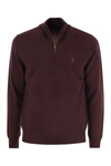 Polo Ralph Lauren Wool Pullover With Half Zip In Bordeaux