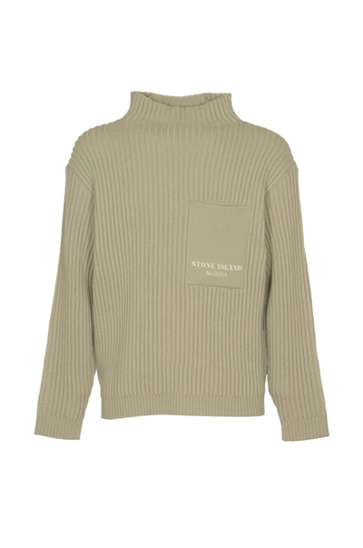 Stone Island High-neck Knitted Jumper In Plaster