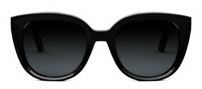 Dior Midnight R1i 10a1 Cd40137i 01b Cat Eye Sunglasses In Black