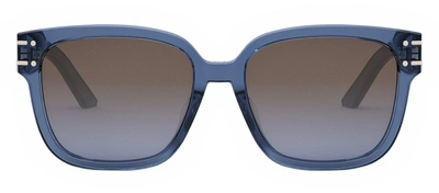 Dior Signature S7f 30f2 Cd40140f 90t Square Sunglasses In Shiny Blue Bordea