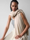 WHITE + WARREN CASHMERE TRAVEL WRAP IN SAND WISP HEATHER